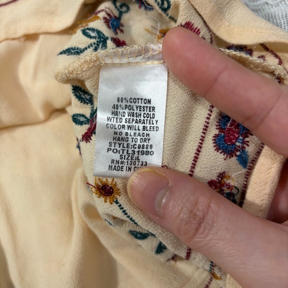 Umgee Embroidered Boho Peasant Top Ivory Womens Long Sleeves Sz L Cottagecore - Picture 9 of 13